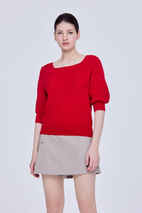 Puffy Sleeve Knit Top