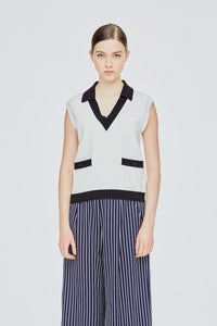 Contrast Trim Knit Vest