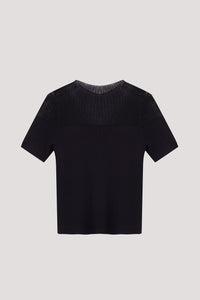 Half Mesh Ribbed Top