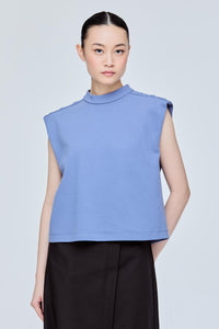 Buttoned Boxy Sleeveless Shirt