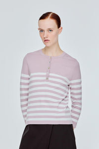 Stripes Button Knit Top