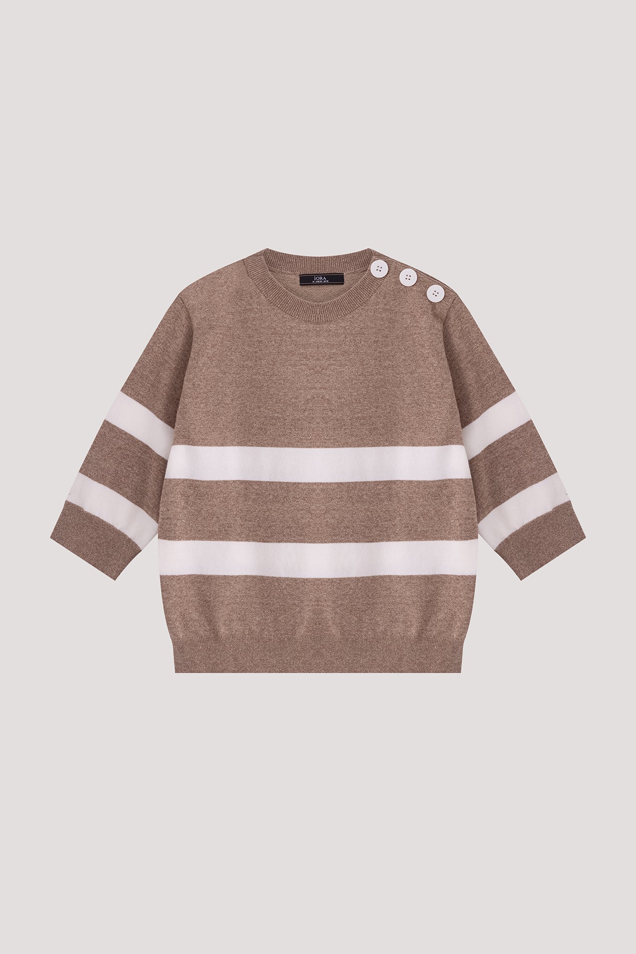 Buttoned Shoulder Buttoned Shoulder Striped Sweater – iORA