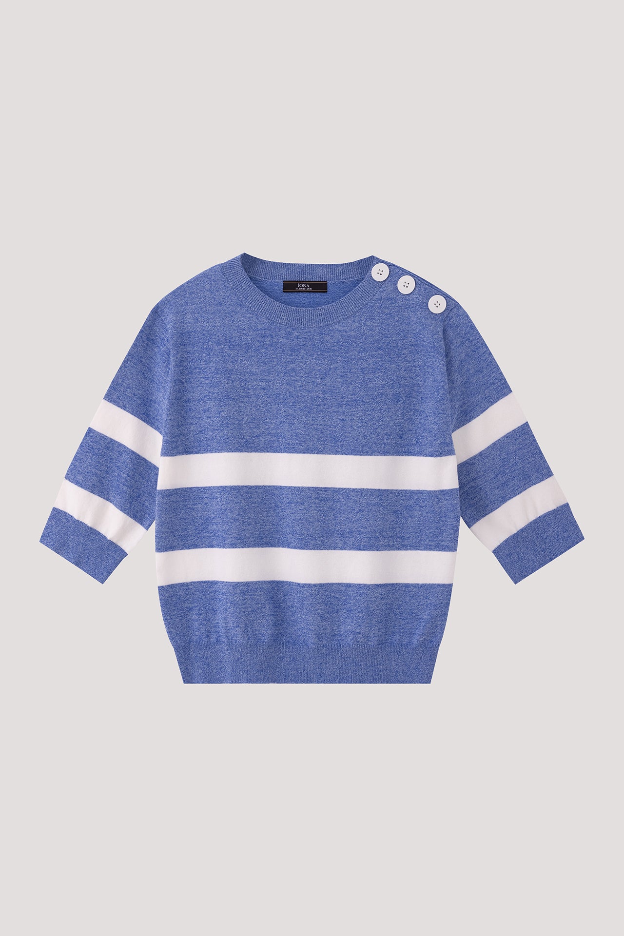 Buttoned Shoulder Buttoned Shoulder Striped Sweater – iORA