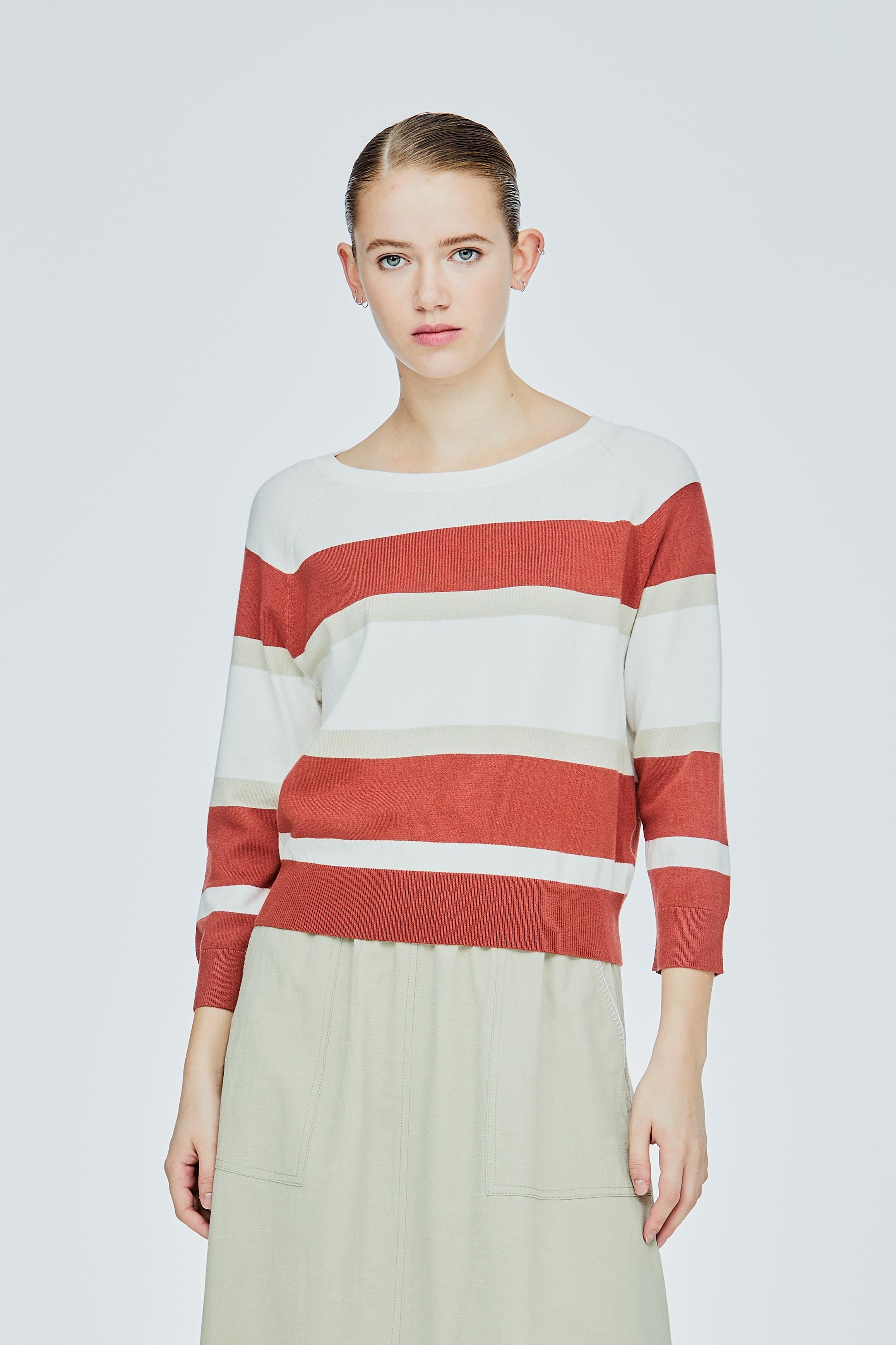 Raglan Stripes Knit Top