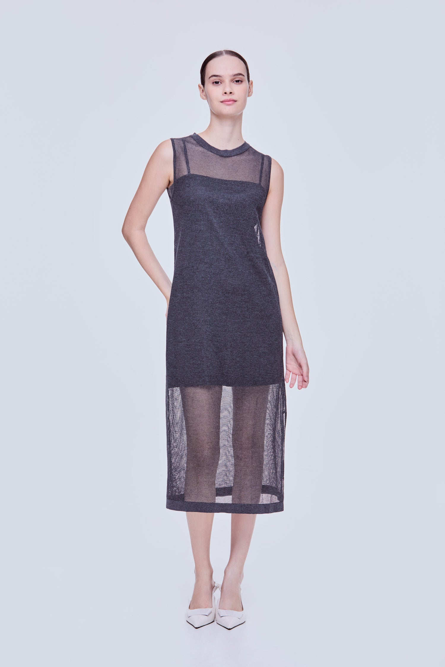 Versatile Open Knit Shift Dress iORA Versatile Open Knit Shift Dress iORA