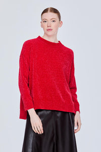 Fluffy High Neck Knit Top