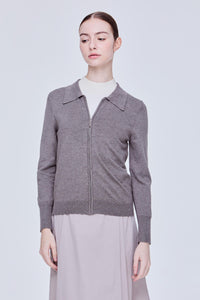 Collared Rib Knit Cardigan