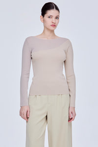 Asymmetrical Mesh Long Sleeve Knit