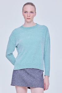 Fluffy High Neck Knit Top