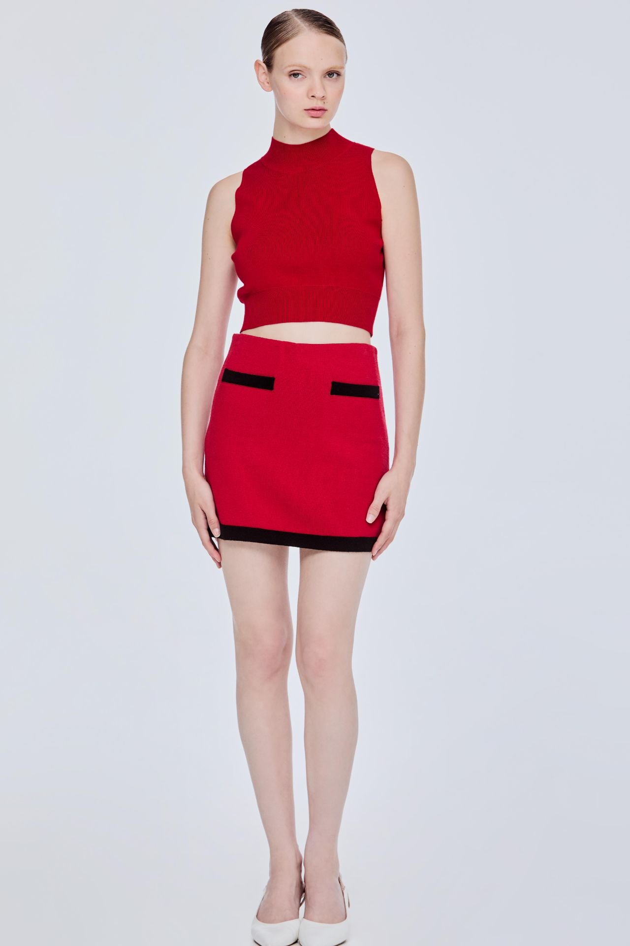 Colour Block Mini Knit Skirt