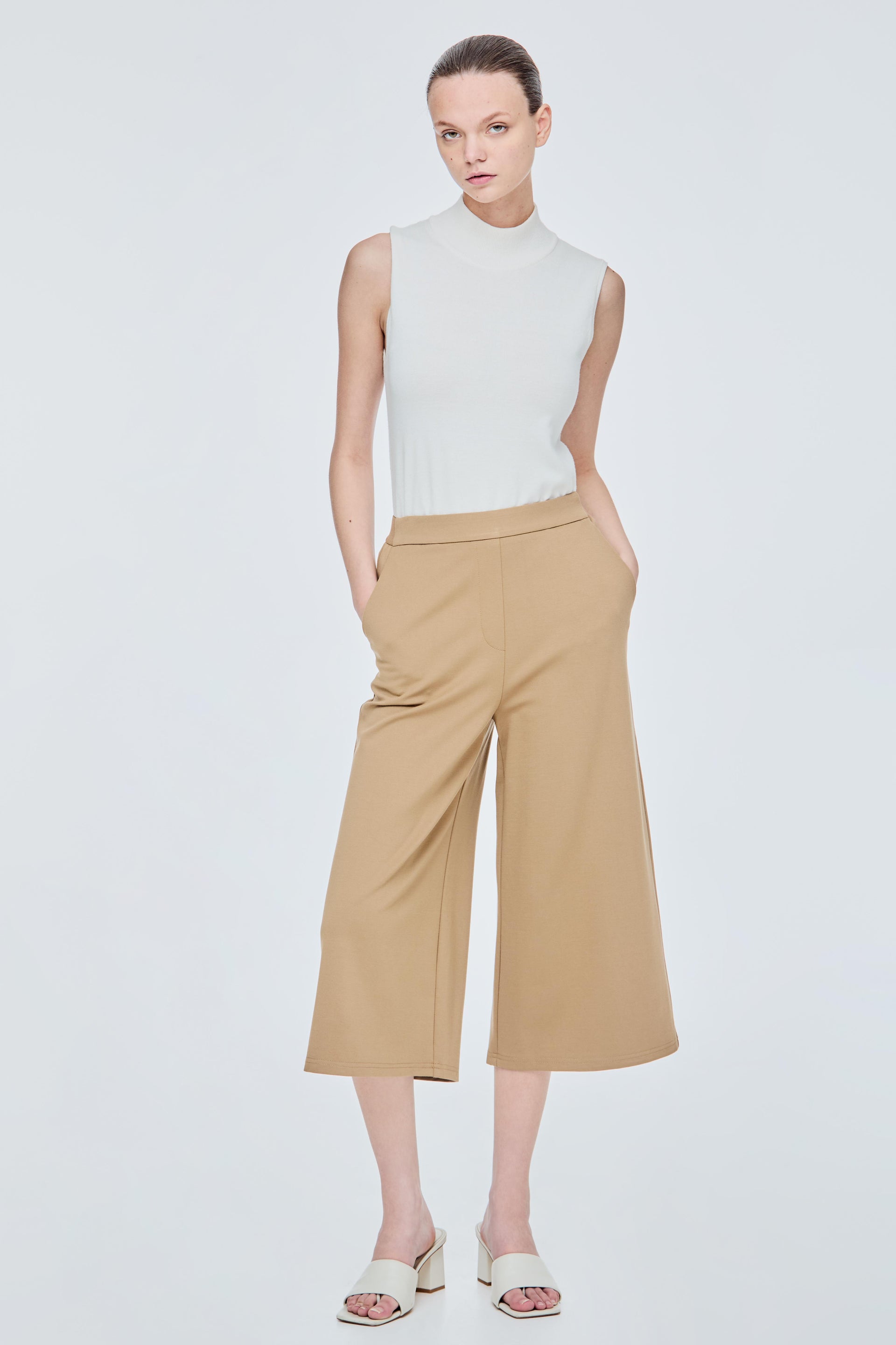 Khaki Classic Flowy Culotte main image 0