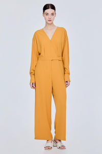 Overlapped Long Sleeve Jumpsuit