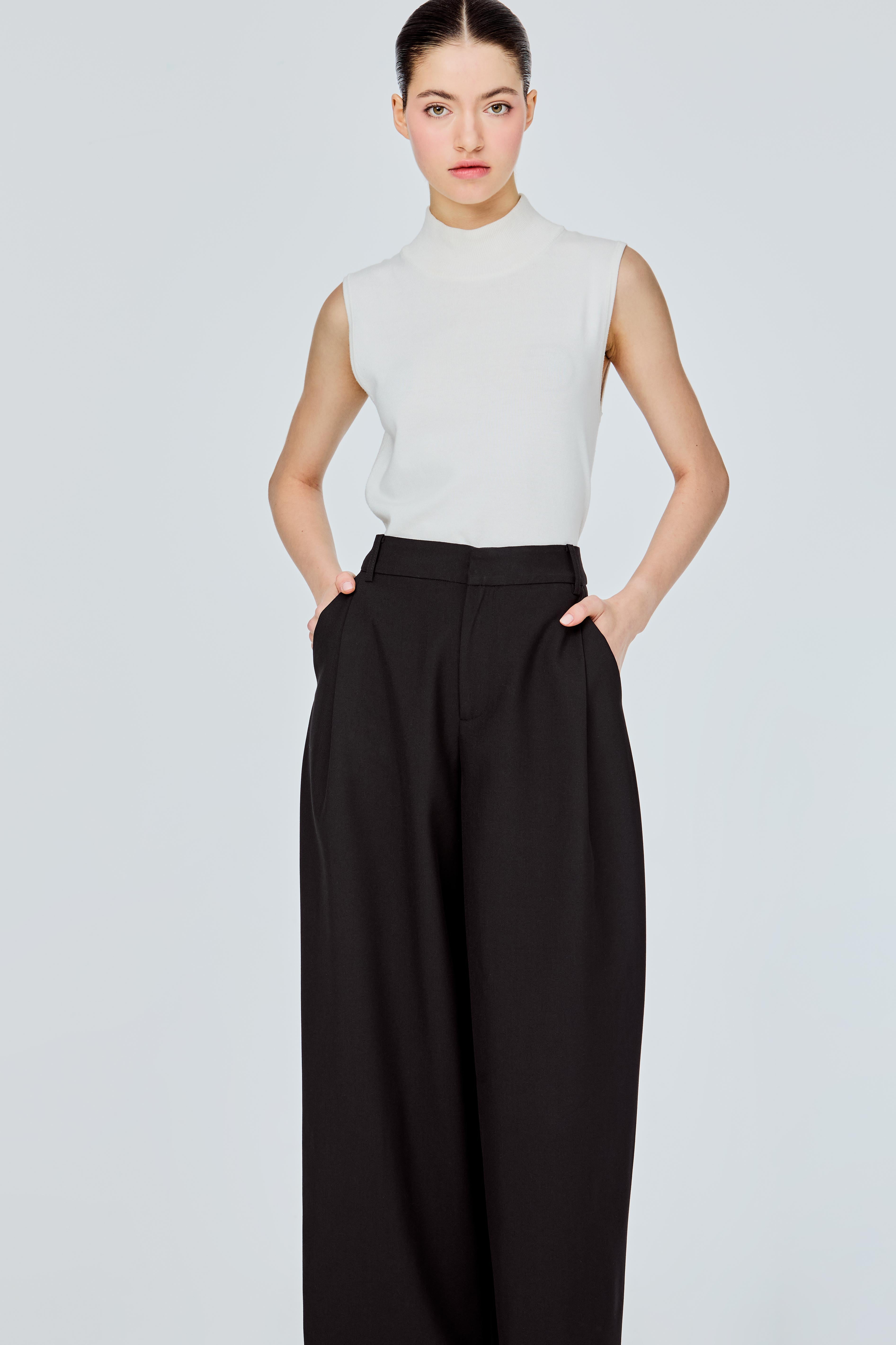 Pleated Wide Leg Trousers