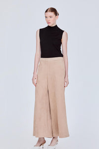 Wide Leg Suedette Trousers