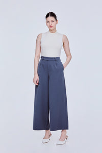 Side Button Wide Leg Trousers