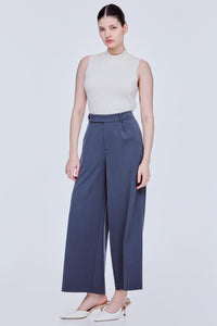 Side Button Wide Leg Trousers