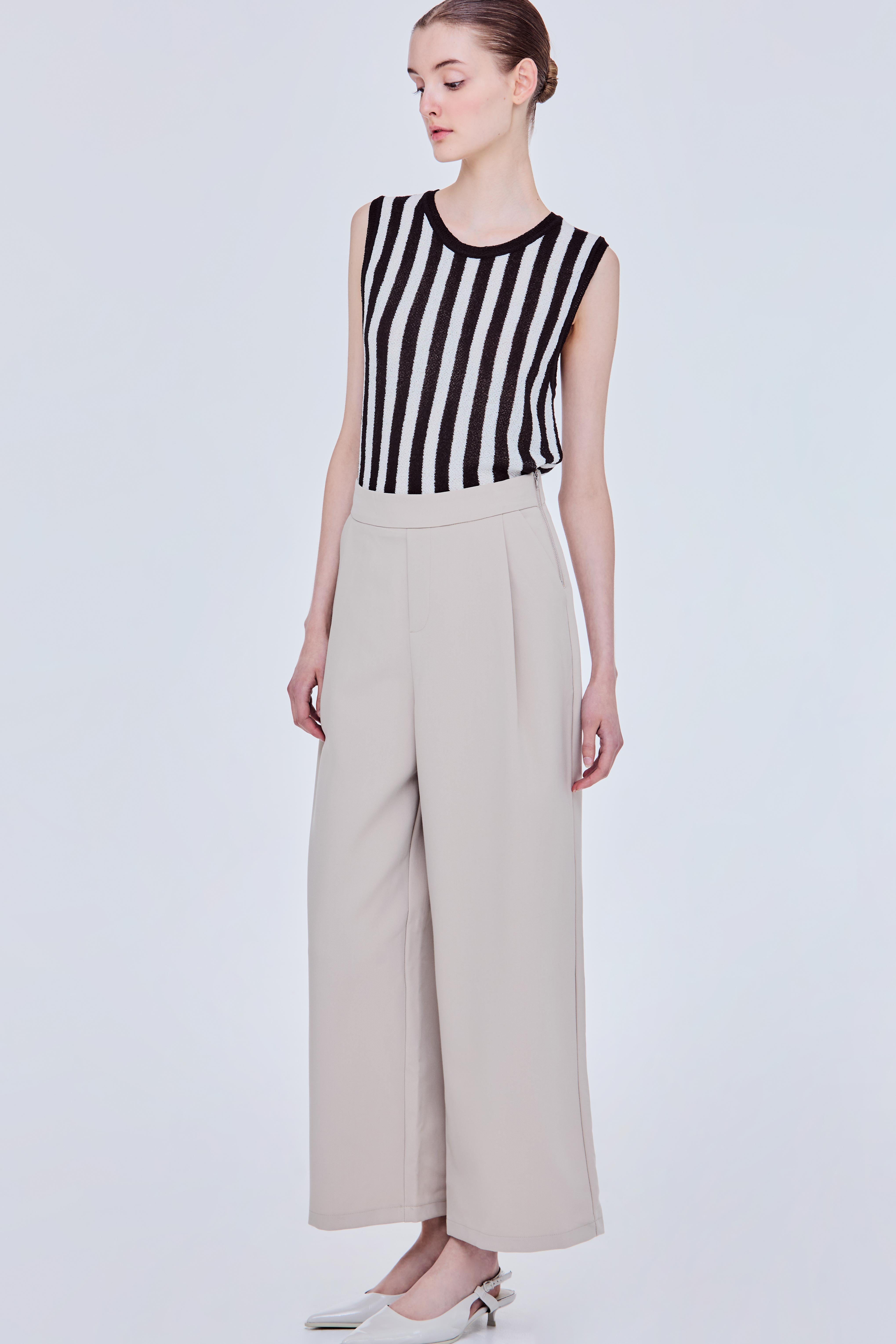 Side Fastened Wide Leg Trousers