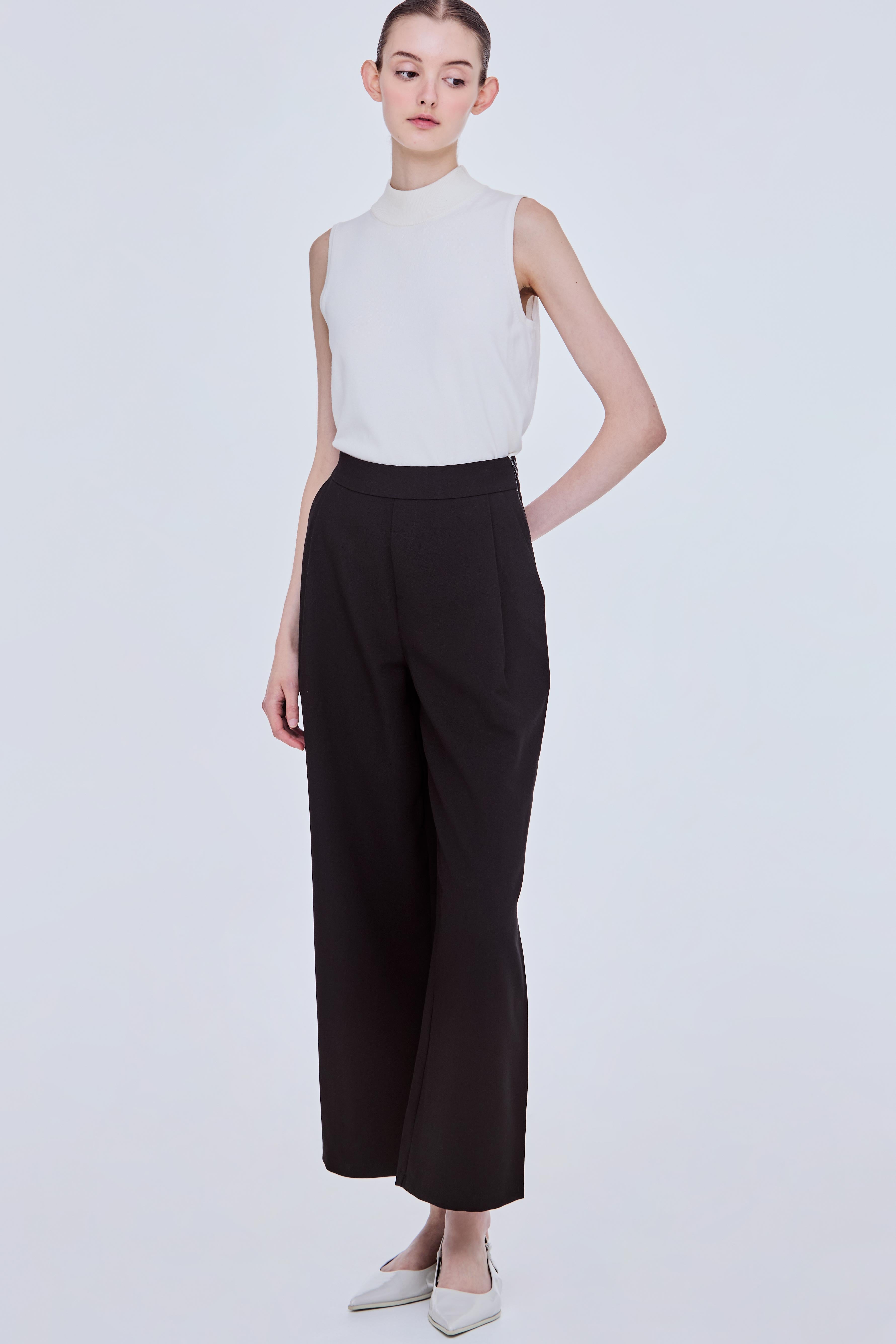 Side Fastened Wide Leg Trousers