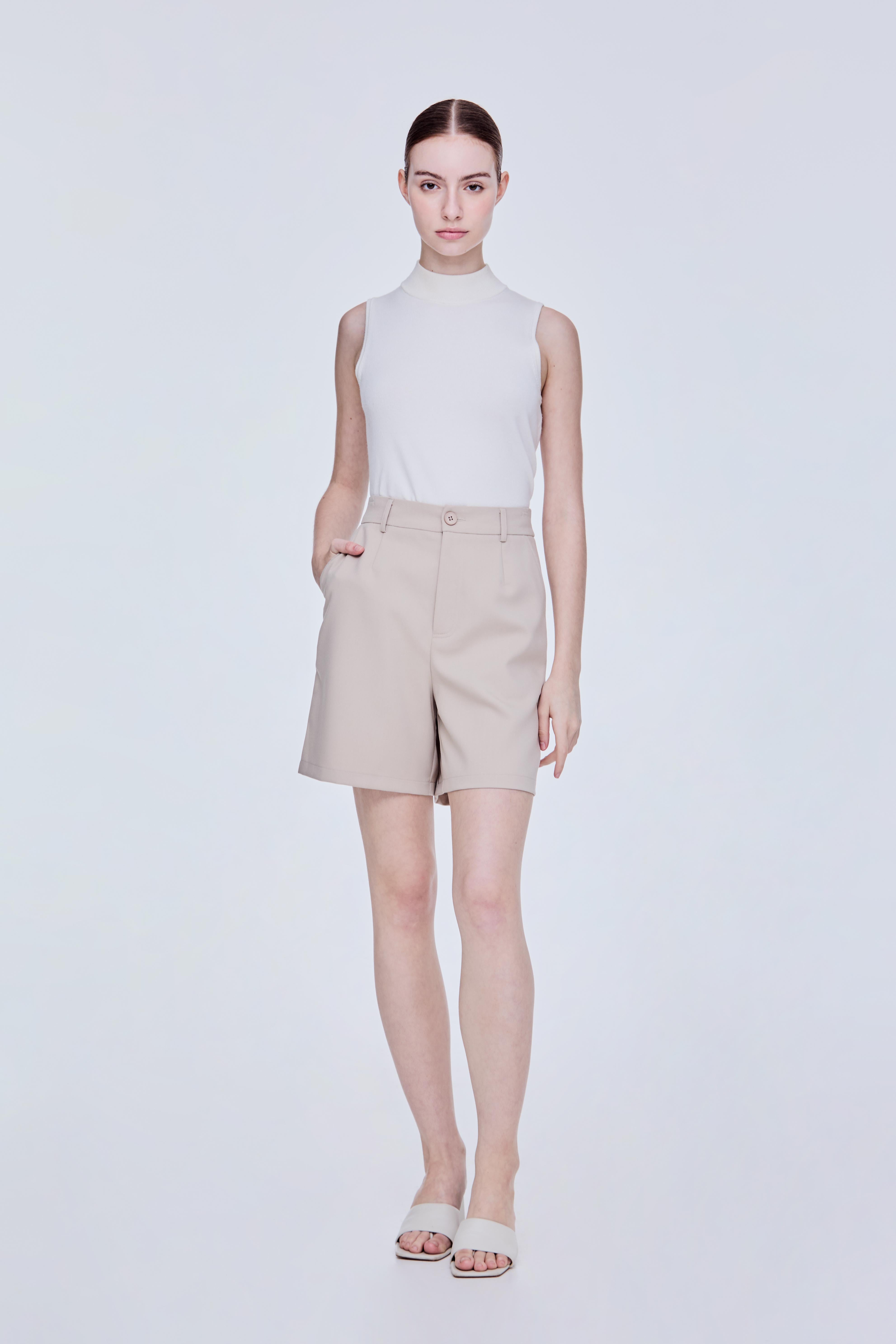 Elasticised Single Button Shorts