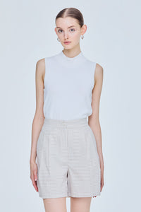 Pleated Gingham Shorts