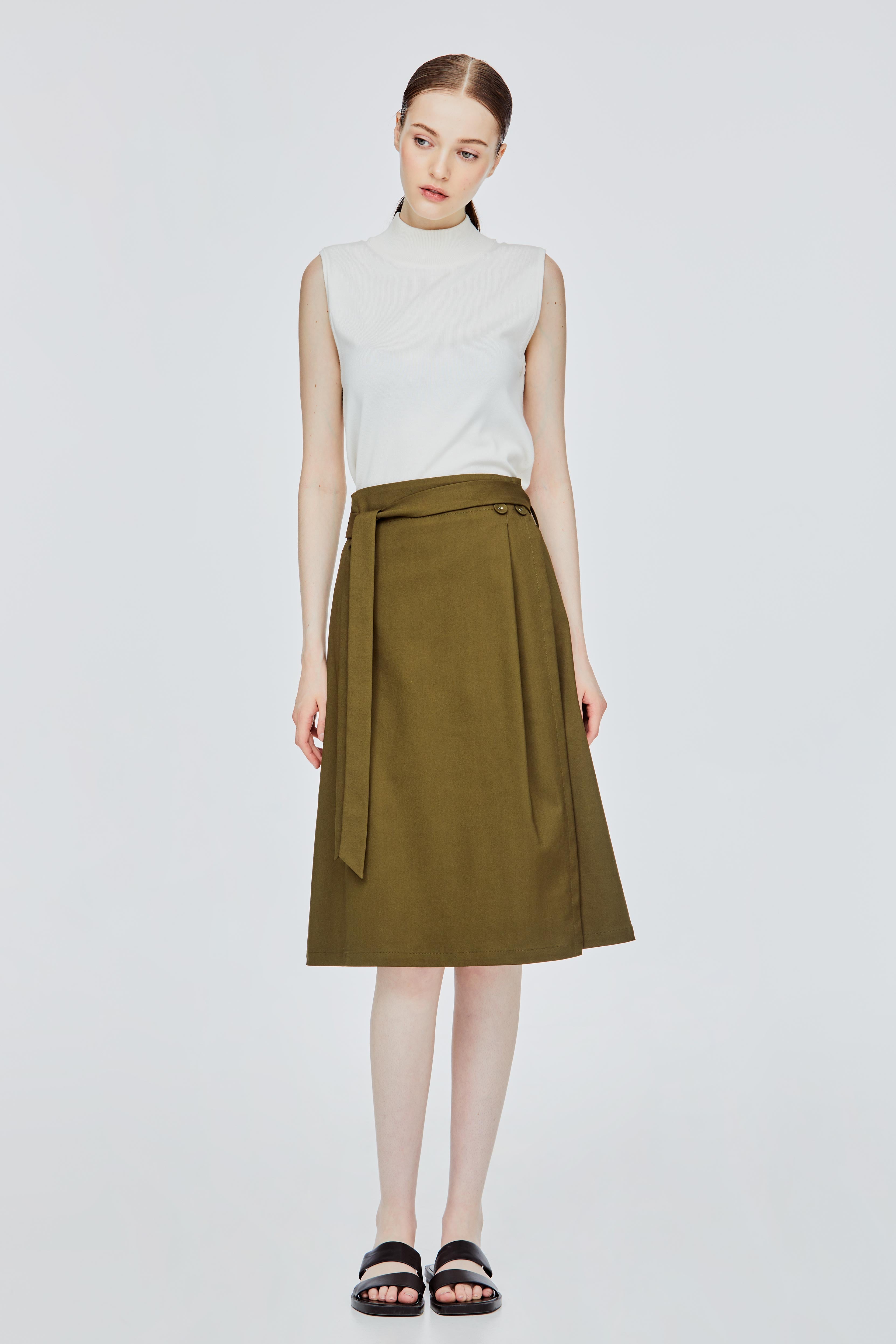 A-Line Wrap Midi Skirt
