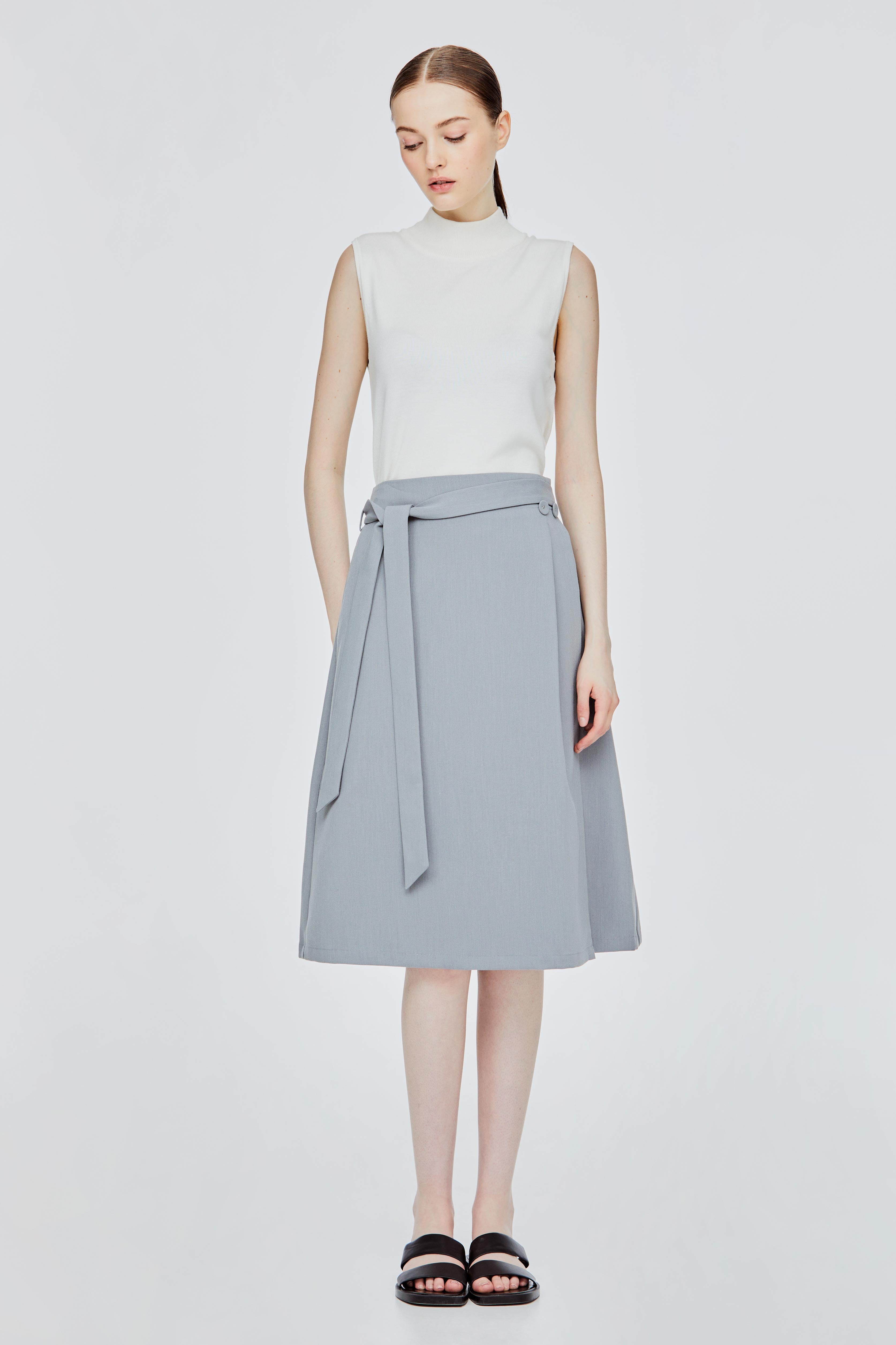 A-Line Wrap Midi Skirt