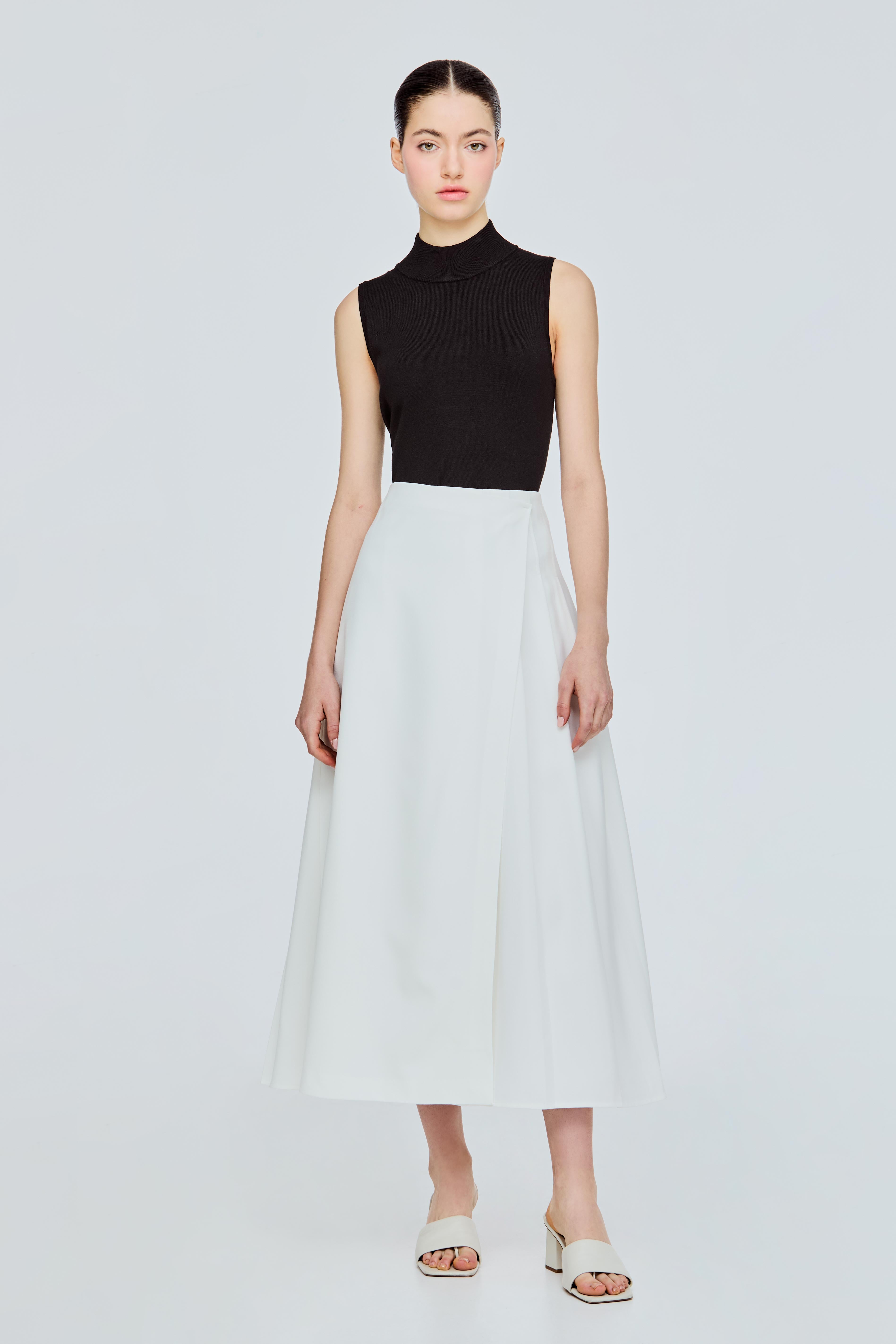 Asymmetrical Pleated Wrap Skirt