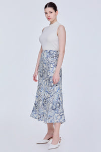 Printed Flowy Midi Skirt