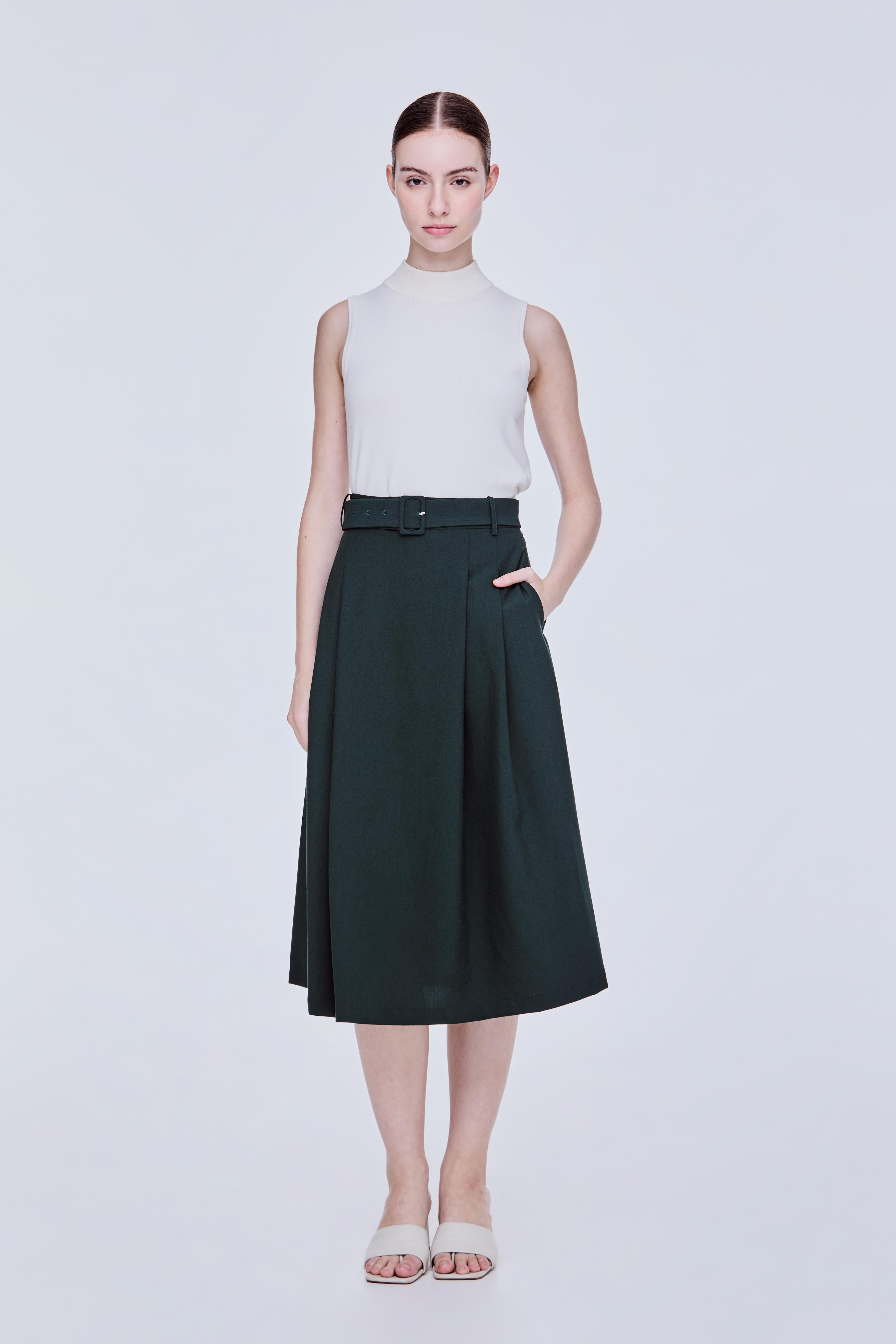 Elasticised Pleated Flare Skirt