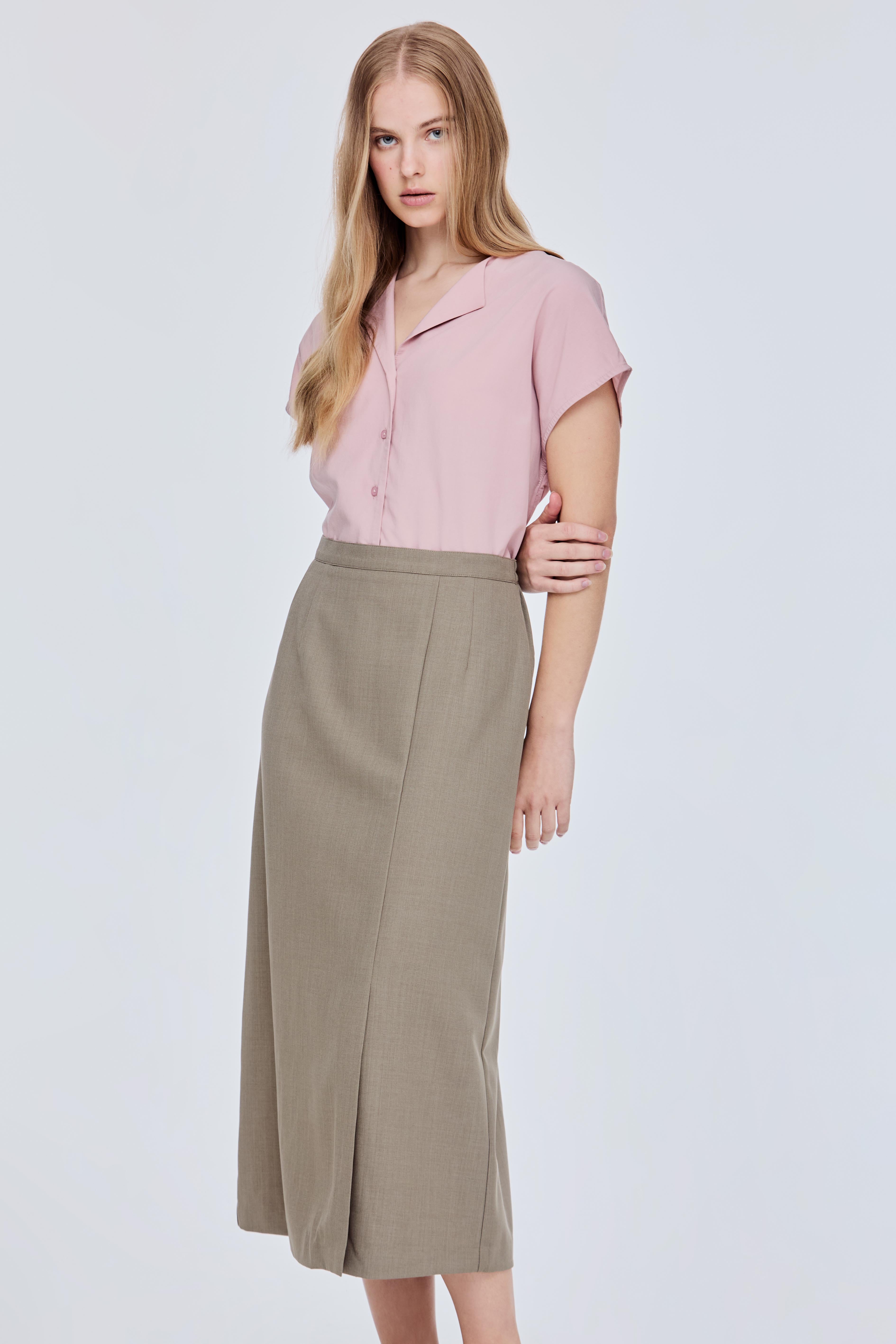 Pleated Straight Cut Skirt