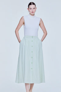 Stripes Buttoned Skirt