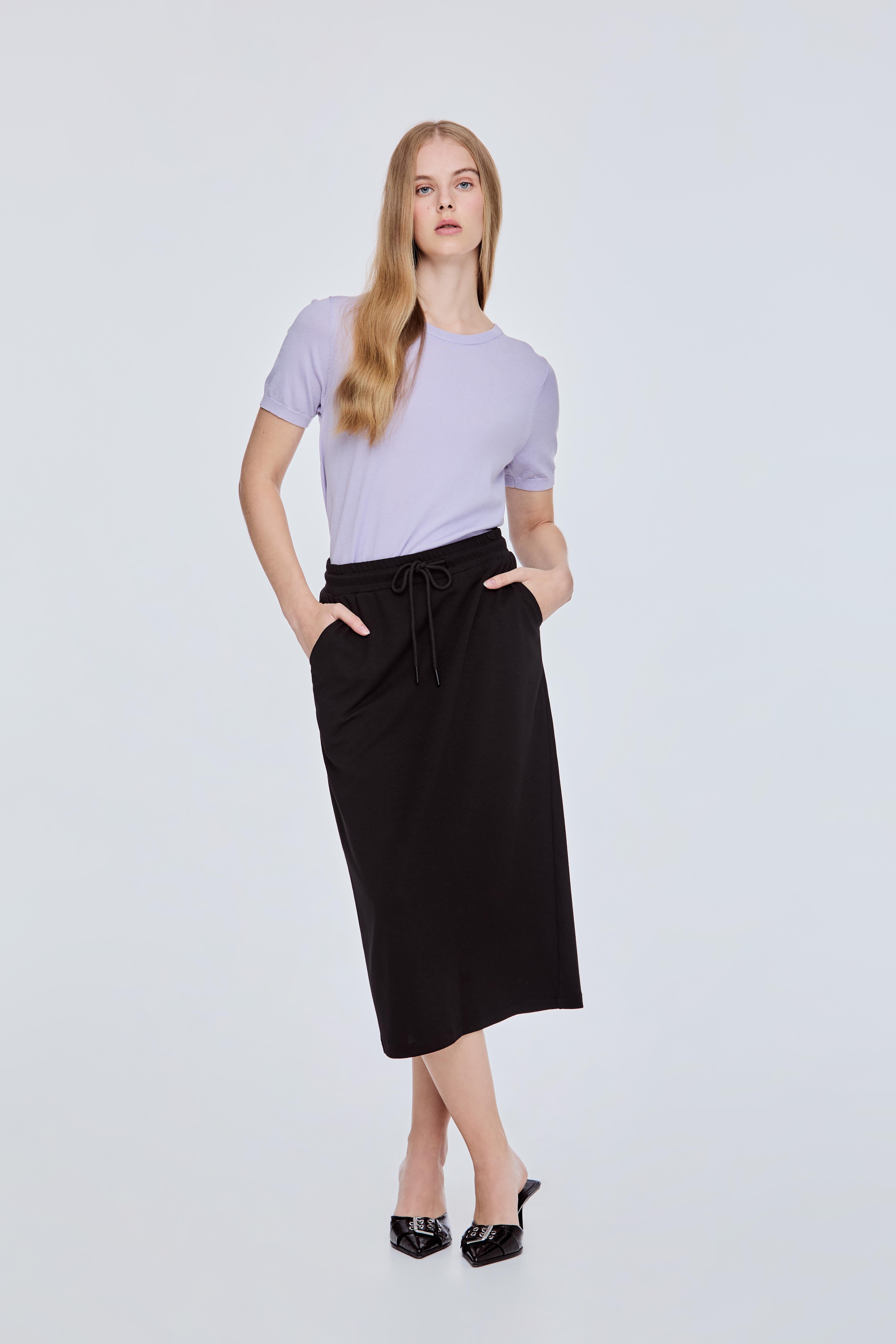 mame＊Embroidery Jersey Skir Straight Cut Jersey Skirt – iORA