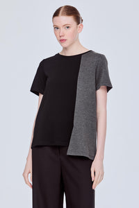 Contrast Asymmetrical Blouse