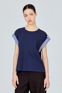 Contrast Cuff Boxy Tee