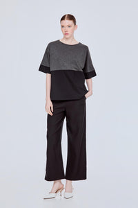 Contrast Fabric Boxy Tee