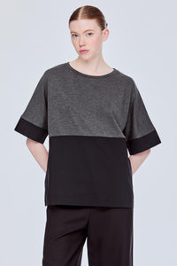 Contrast Fabric Boxy Tee