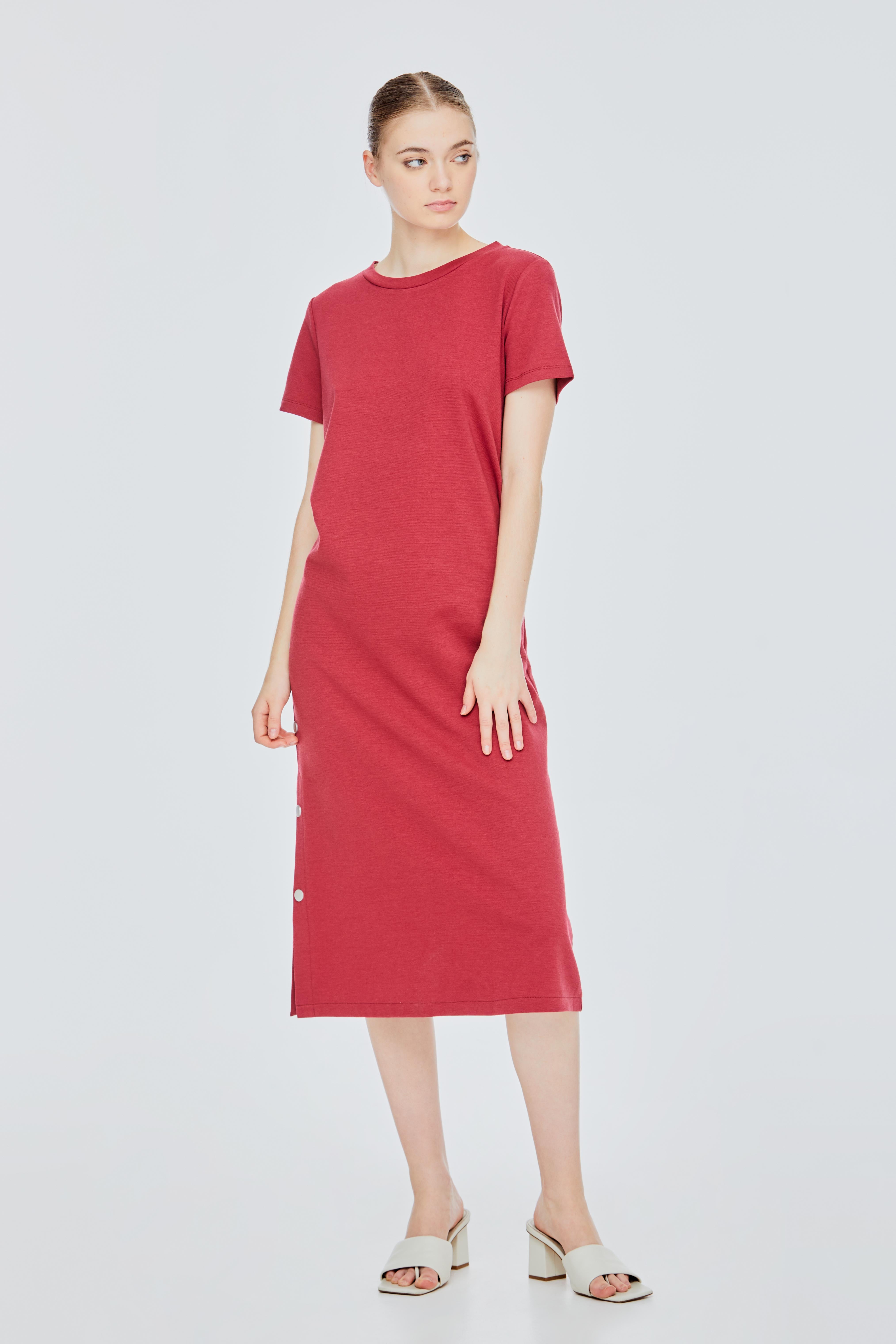 Faux Snap Button Dress iORA