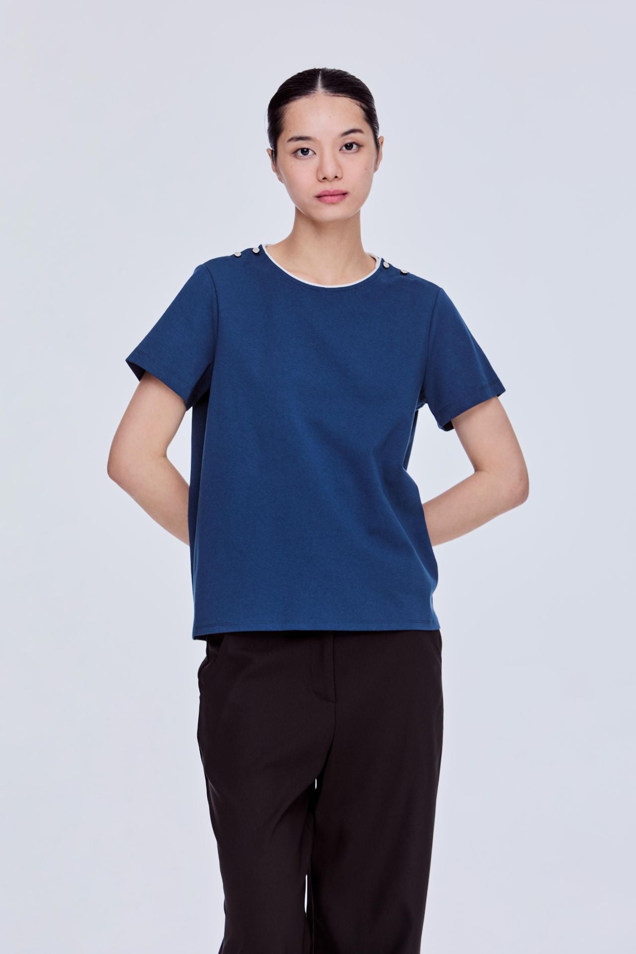 Button Shoulder Tee