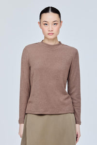 Ribbed Knit Mock Neck Top