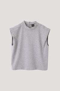 Buttoned Boxy Sleeveless Shirt