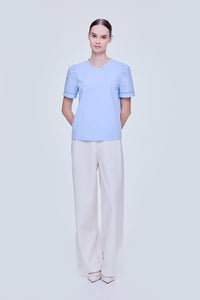 Contrast Puffy Sleeves Top