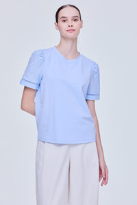 Contrast Puffy Sleeves Top