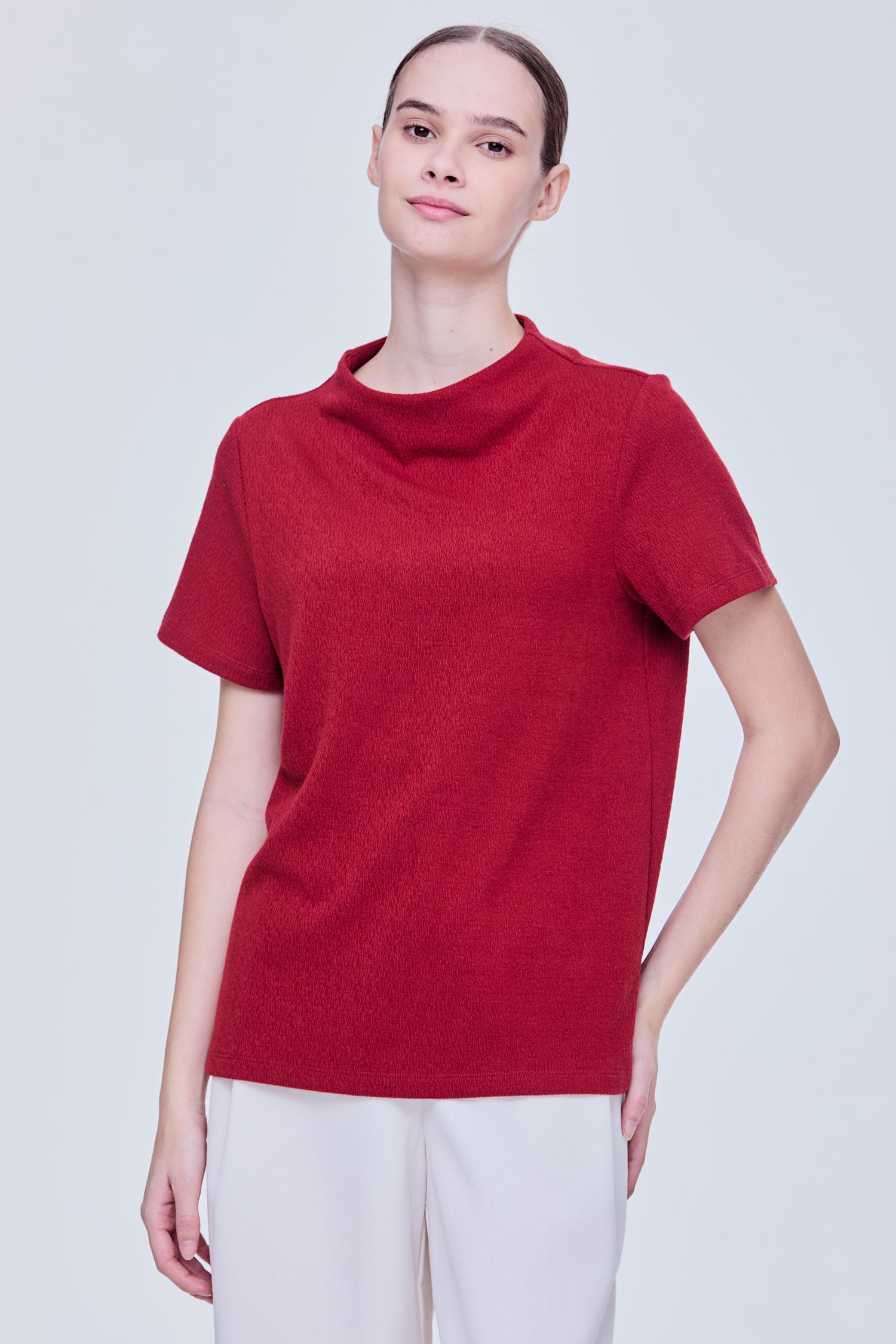 Wide Mock Neck Tee – iORA
