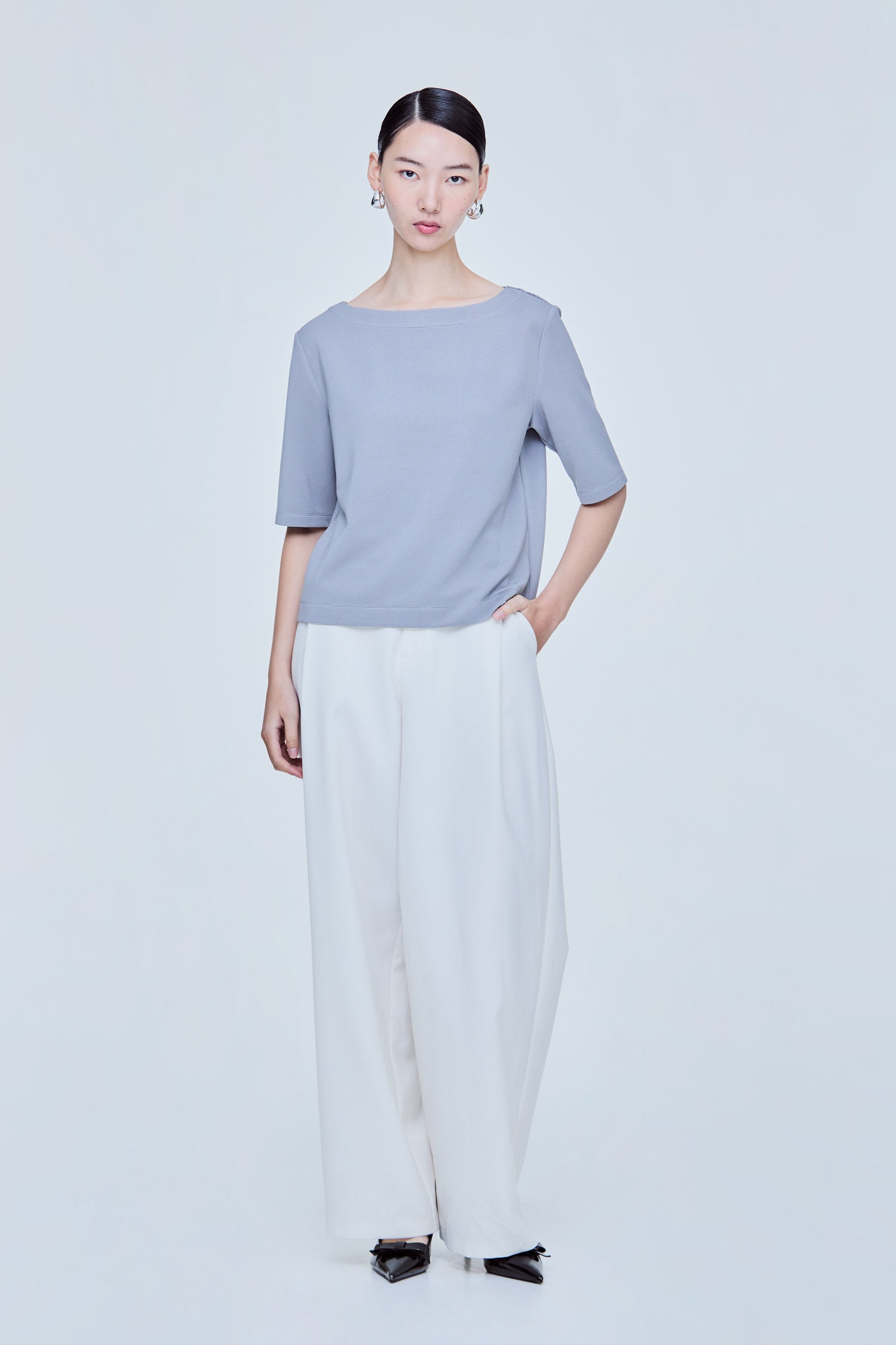 Fine Textured Half Sleeve Top