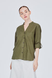 Linen Pocket Blouse