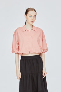 Collared Puffy Crop Top