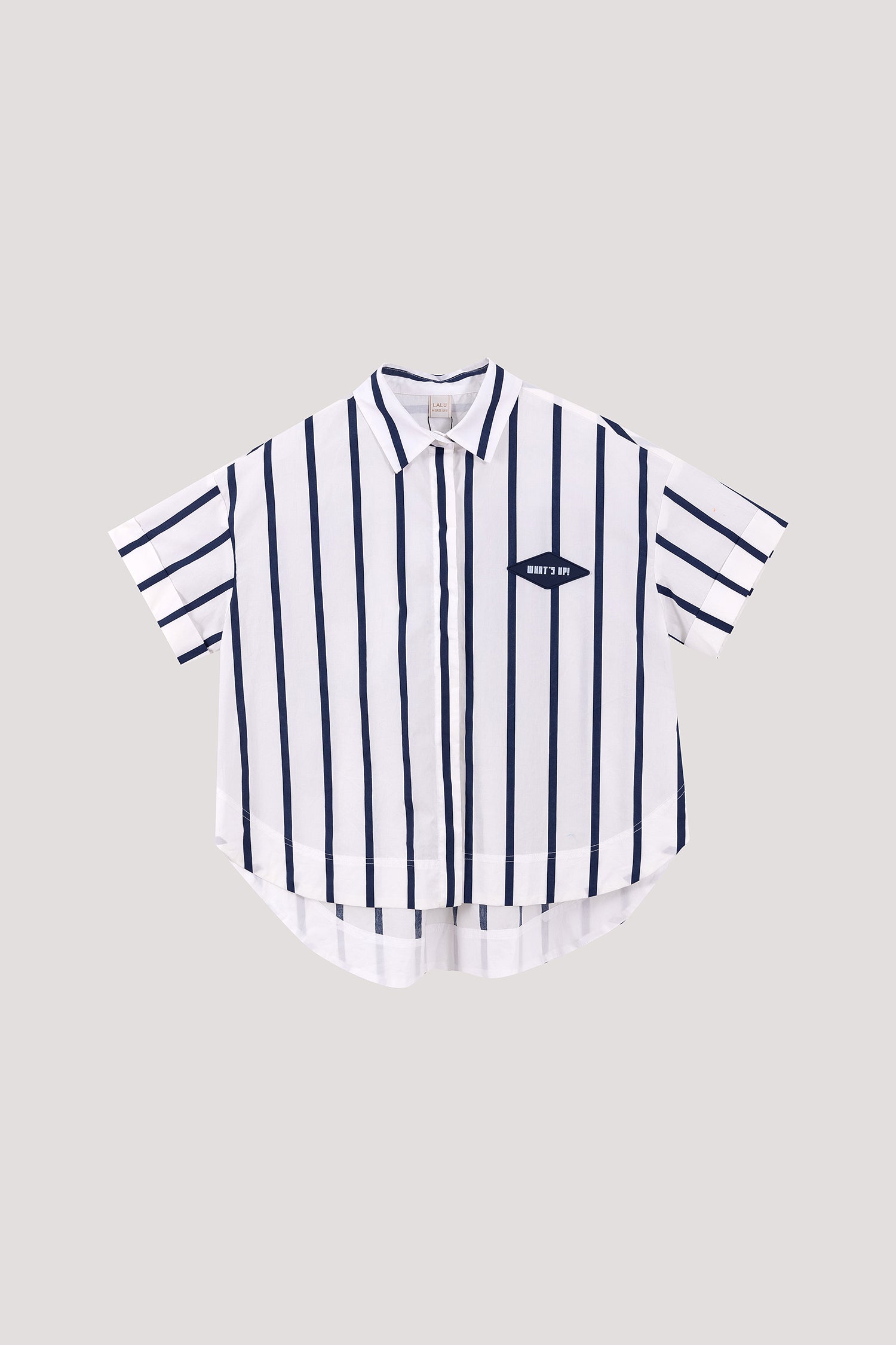 Oversized Logo Striped Button Down Top