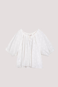 Gathered Drawstring Neck Blouse