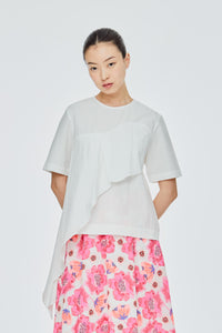 Draped Panelled Ruffle Top