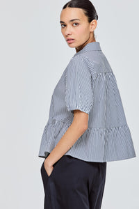 Tiered Gather Puff Sleeve Top